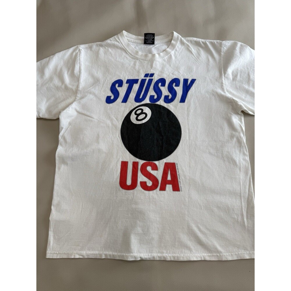Stussy USA 8 Ball Pigment White T-shirt Sz Medium
